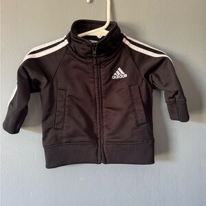 Adidas Baby Black Zip Up Sweatshirt 3 Month Stripes Logo EUC Boys